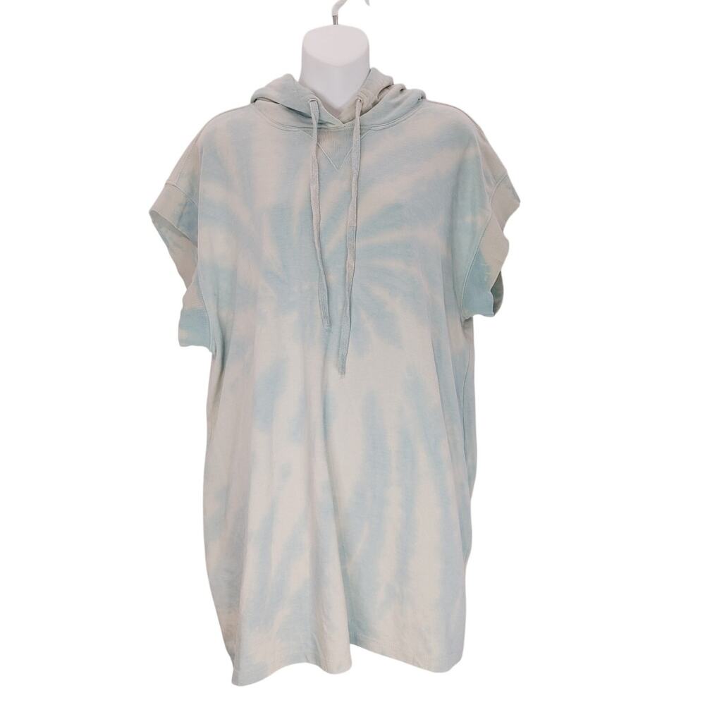 Zara Tie Dye Hoodie Sweater Dress Short Sleeve Blue Womens Medium Streetwear